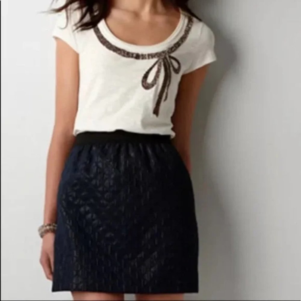 Vintage Ann Taylor LOFT Metallic Sheen Jacquard Mini Skirt Size 6